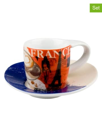 Könitz Filiżanki (2 szt.) "France" ze wzorem do espresso - 85 ml