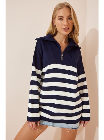 Cool and sexy Trui donkerblauw/wit