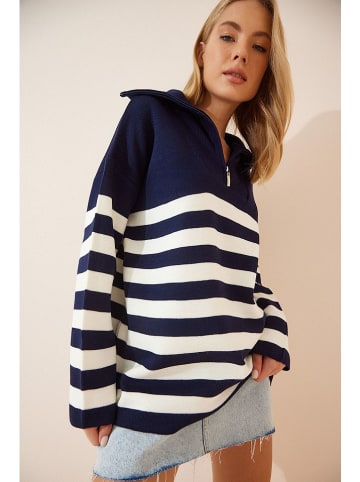 Cool and sexy Trui donkerblauw/wit