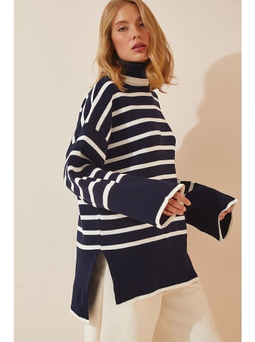 Happiness Istanbul Trui donkerblauw/wit