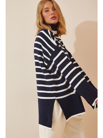 Happiness Istanbul Trui donkerblauw/wit