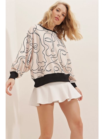 Trend Alaçatı Stili Sweatshirt in Beige