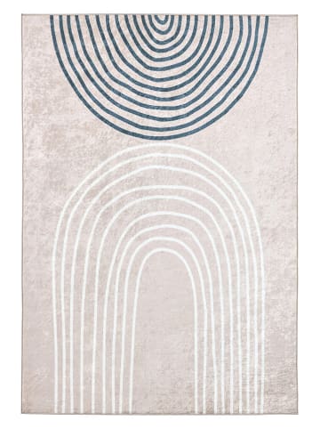 Nazar Kurzflor-Teppich "Grege" in Beige/ Blau