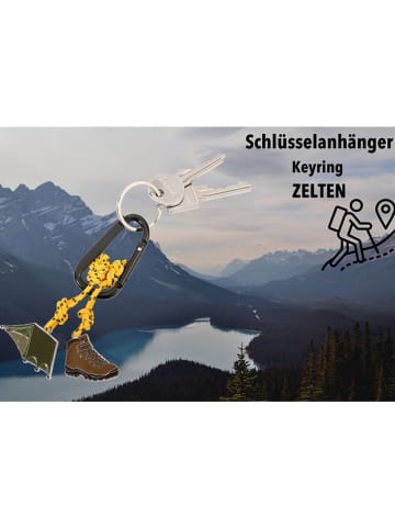 Troika Schlüsselanhänger ''Zelten'' in Braun/ Gelb