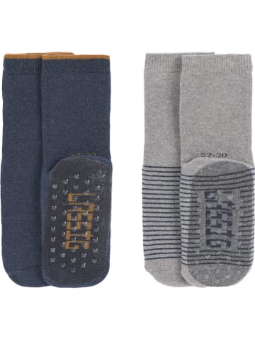 Lässig 2er-Ser: ABS-Socken in Dunkelblau/ Grau