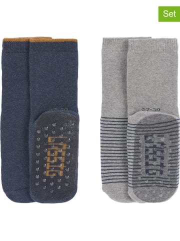 Lässig 2er-Set: ABS-Socken in Grau/ Dunkelblau