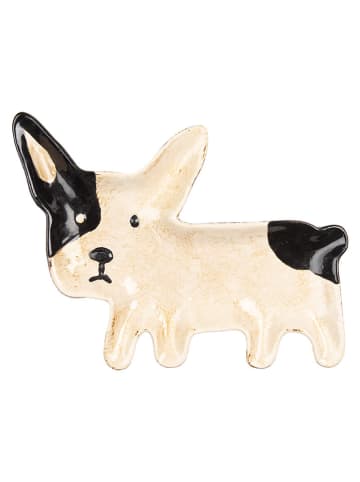 Clayre & Eef Servierteller in Creme/ Schwarz - (B)23 x (H)18 x (T)3 cm