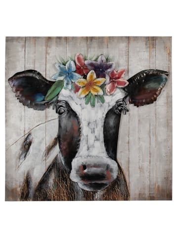 Clayre & Eef Holz-Kunstdruck "Kuh" in Bunt - (L)80 x (B)80 cm