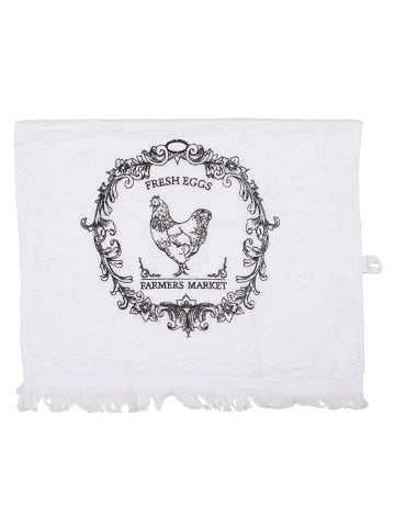 Clayre & Eef 2er-Set: Gästehandtücher in Weiß/ Schwarz - (L)66 x (B)40 cm