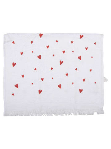 Clayre & Eef 2-delige set: gastendoeken wit/rood - (L)66 x (B)40 cm