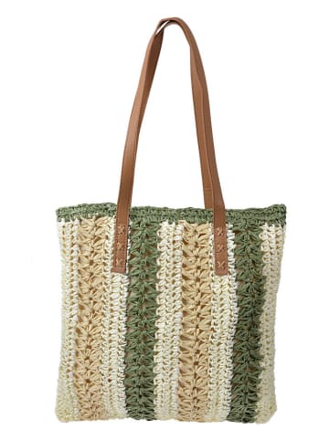Clayre & Eef Schoudertas groen/beige - (B)39 x (H)40 x (D)2 cm