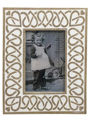 Clayre & Eef Ramka w kolorze biało-jasnobrązowym na zdjęcia - 19 x 24 cm