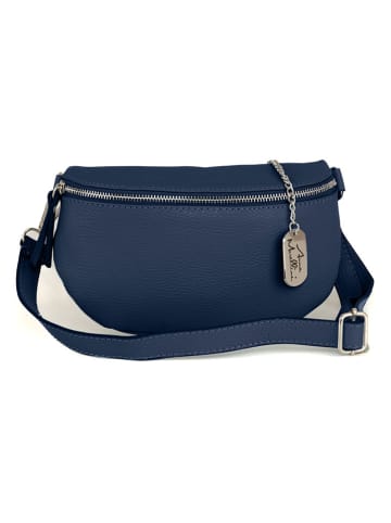 Anna Morellini Leder-Brustbeutel "Berenice" in Dunkelblau - (B)25 x (H)14 x (T)1 cm