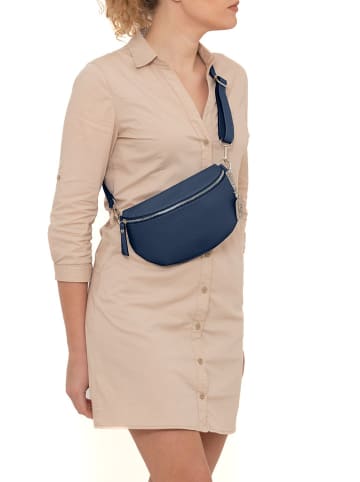 Anna Morellini Leren borstbuidel "Berenice" donkerblauw - (B)25 x (H)14 x (D)1 cm