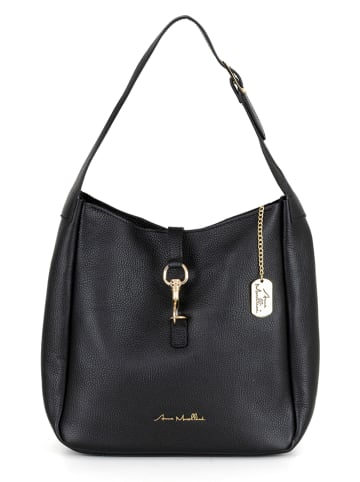 Anna Morellini Leder-Schultertasche "Zita" in Schwarz - (B)32 x (H)30 x (T)13 cm