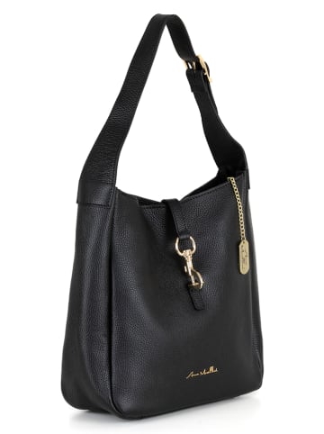 Anna Morellini Leder-Schultertasche "Zita" in Schwarz - (B)32 x (H)30 x (T)13 cm