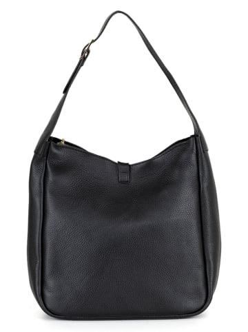 Anna Morellini Leder-Schultertasche "Zita" in Schwarz - (B)32 x (H)30 x (T)13 cm
