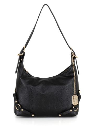 Anna Morellini Leder-Schultertasche "Marinella" in Schwarz - (B)31 x (H)22 x (T)10 cm