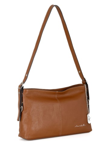 Anna Morellini Leder-Schultertasche "Brigida" in Camel - (B)36 x (H)24 x (T)9 cm