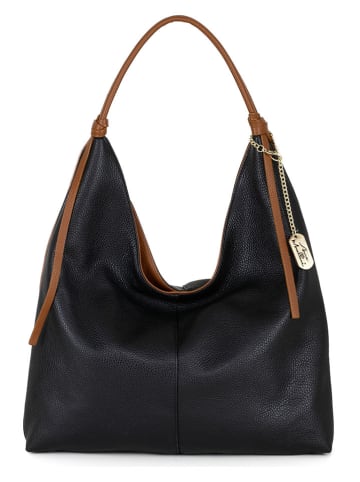 Anna Morellini Leren schoudertas "Samuela" zwart - (B)38 x (H)30 x (D)10 cm