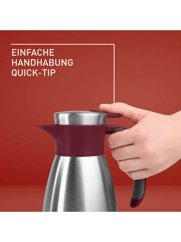 Emsa Isolierkanne "Soft Grip" in Silber/ Bordeaux - 1 l