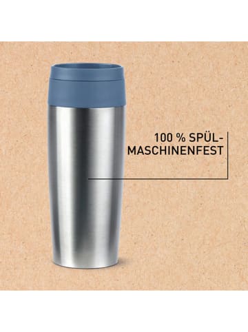 Emsa Thermobecher "Travel Mug" in Silber/ Blau - 360 ml