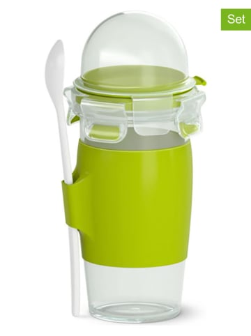 Emsa 4er-Set: Joghurtbecher "Clip & Go" in Grün  - 450 ml