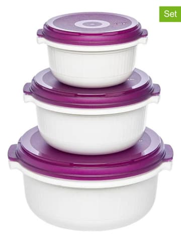 Emsa 3er-Set: Mikrowellendosen "Micro Family" in Weiß/ Lila