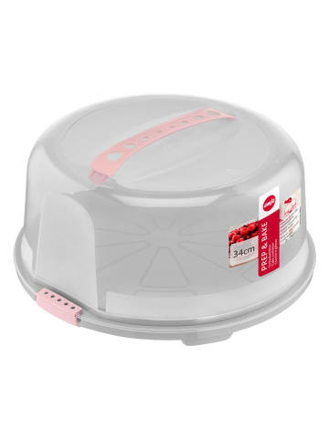 Emsa Kuchenaufbewahrungsbox "Prep & Bake" in Grau/ Rosa - Ø 34 cm