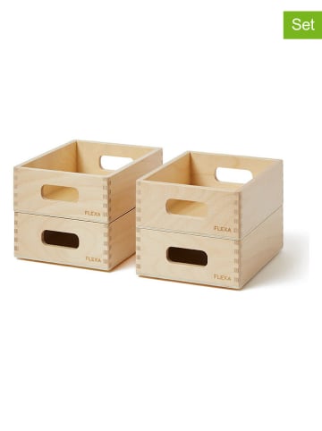FLEXA 4er-Set: Aufbewahrungskisten in Beige - (B)19 x (H)15 x (T)6,8 cm