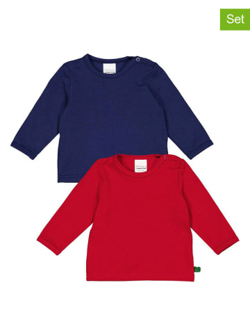 Fred´s World by GREEN COTTON 2er-Set: Longsleeves "Alfa" in Dunkelblau/ Rot