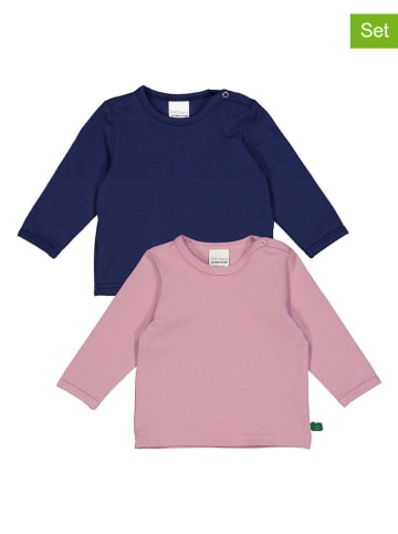 Fred´s World by GREEN COTTON 2er-Set: Longsleeves "Alfa" in Rosa/ Dunkelblau