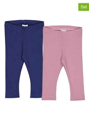 Fred´s World by GREEN COTTON 2er-Set: Leggings "Alfa" in Rosa/ Dunkelblau
