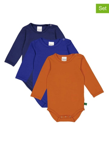 Fred´s World by GREEN COTTON 3er-Set: Bodys "Alfa" in Dunkelblau/ Blau/ Orange