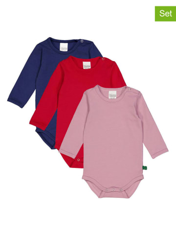 Fred´s World by GREEN COTTON 3-delige set: rompers "Alfa" lichtroze/rood/donkerblauw