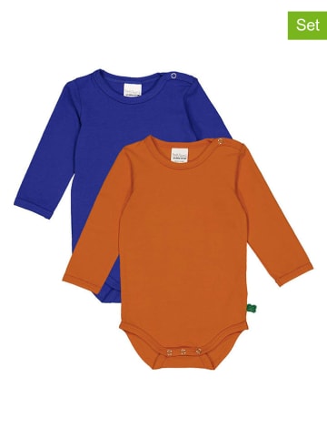 Fred´s World by GREEN COTTON 2er-Set: Bodys "Alfa" in Orange/ Blau