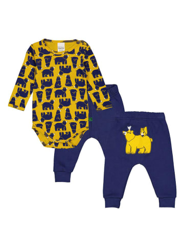 Fred´s World by GREEN COTTON 2tlg. Outfit "Bear" in Gelb/ Dunkelblau