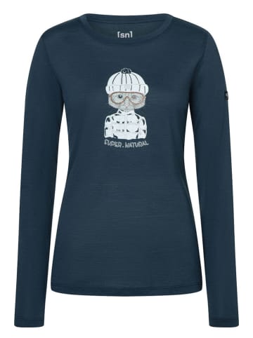 super.natural Funktionsshirt "Snow Cat" in Dunkelblau