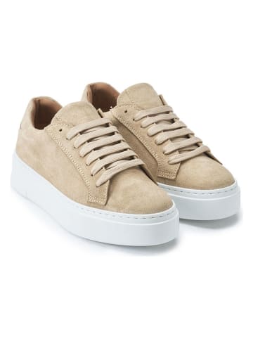 British Passport Leder-Sneakers in Beige