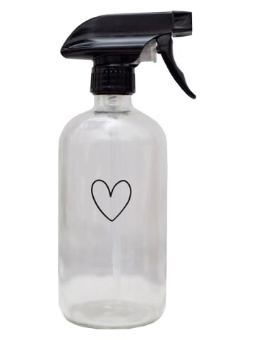 Eulenschnitt Sprühflasche "Herz" in Transparent/ Schwarz - 500 ml
