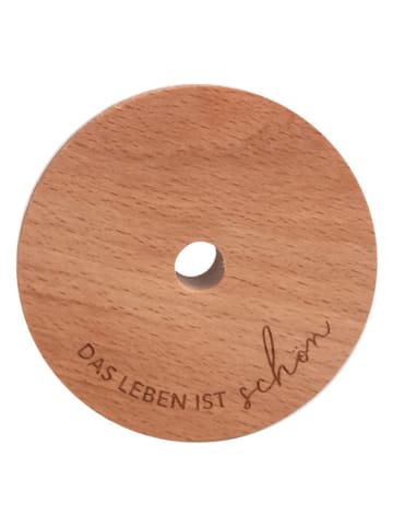 Eulenschnitt Deckel für hohes Trinkglas in Hellbraun - Ø 6,7 cm