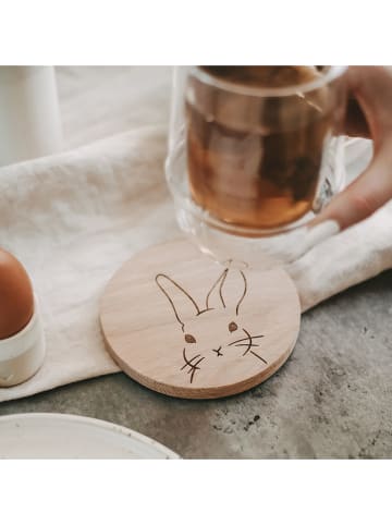 Eulenschnitt Untersetzer "Hase" in Hellbraun - Ø 11 cm