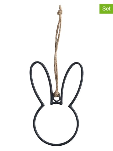 Eulenschnitt 6er-Set: Anhänger "Hase" in Schwarz - (B)7 x (H)11,5 cm