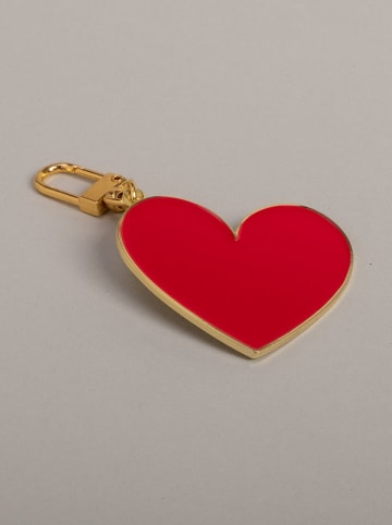 Eulenschnitt Schlüsselanhänger in Rot/ Gold - (L)6,7 cm