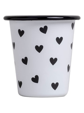 Eulenschnitt Becher "Herzen" in Weiß/ Schwarz - 250 ml