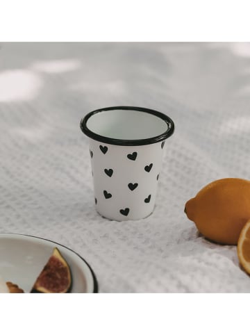 Eulenschnitt Becher "Herzen" in Weiß/ Schwarz - 250 ml
