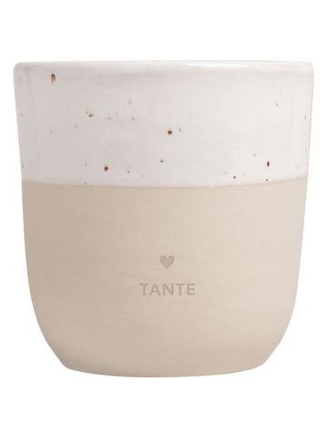 Eulenschnitt Kaffeebecher "Tante" in Beige/ Weiß - 320 ml