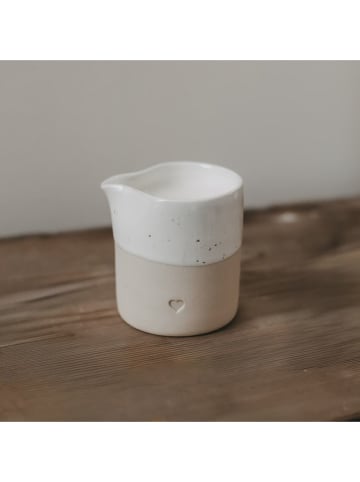 Eulenschnitt Kännchen "Herz" in Beige/ Weiß - 250 ml