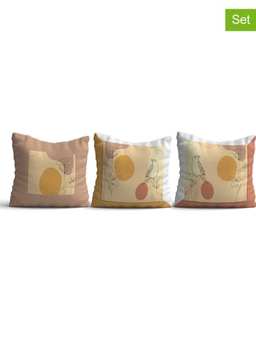 ABERTO DESIGN 3er-Set: Kissenhüllen in Beige/ Weiß