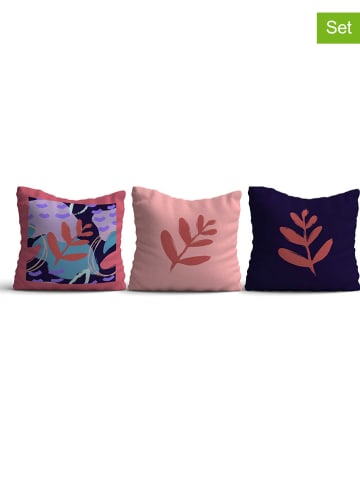 ABERTO DESIGN 3er-Set: Kissenhüllen in Rosa/ Schwarz